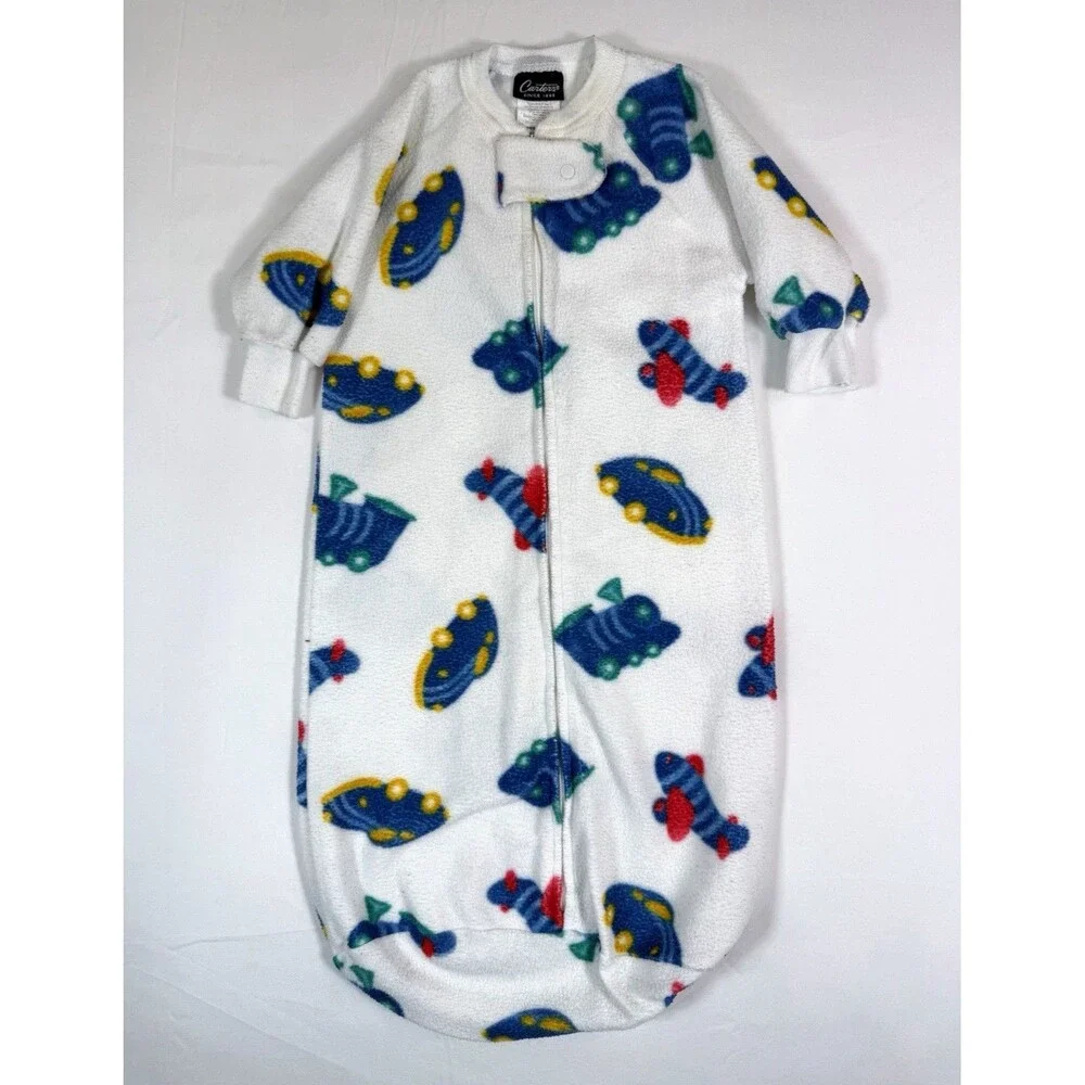 VINTAGE CARTERS Baby Boy Fleece Cars Airplane Train Sleep Sack One Size Classic
